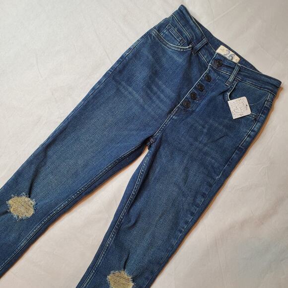Free People Denim - Free People We the Free Womens Size 26 Sabrina Distressed Skinny Jeans Blue